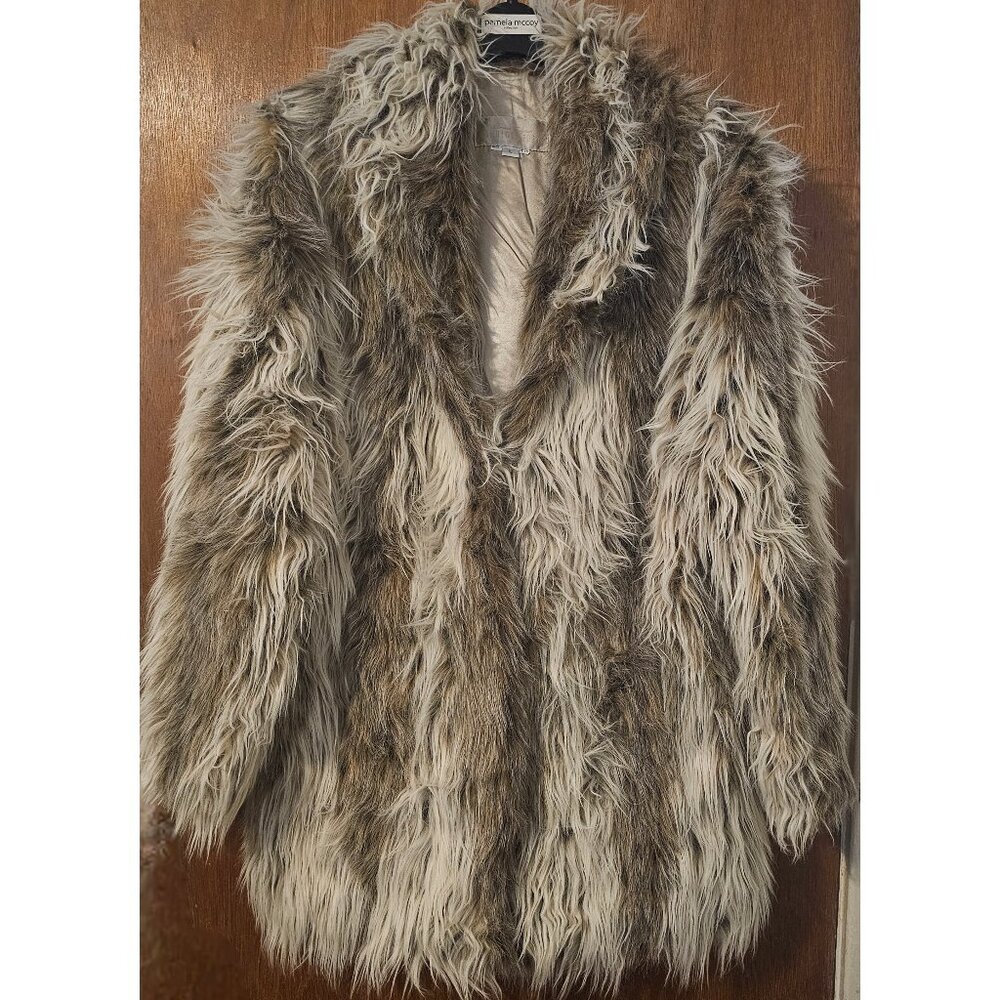 Vintage Donna Salyers Fabulous Furs L Faux Russian Lynx Fur 3/4 Length Coat Soft